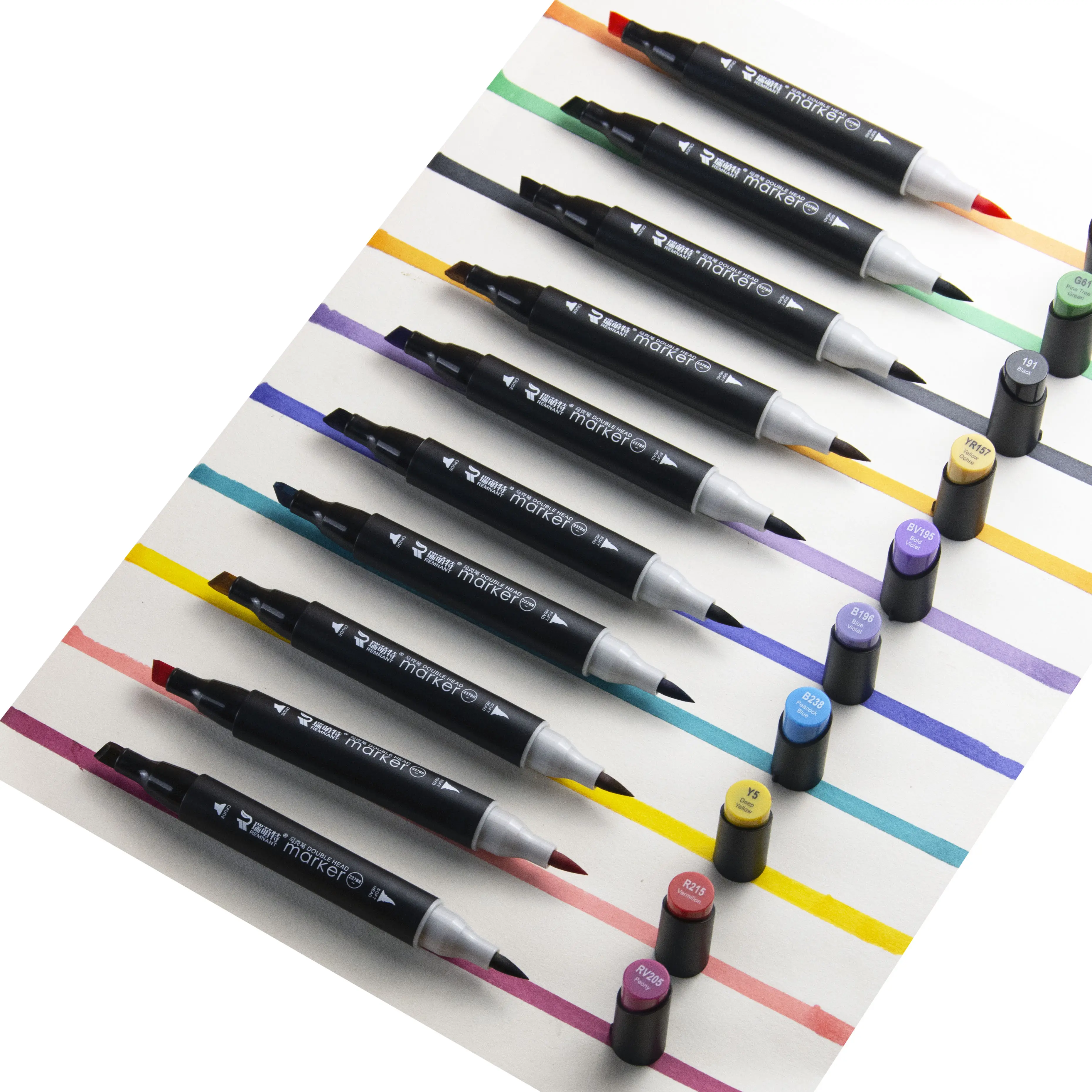 Best Selling 200 Colors Brush Tip Double Ended Alcohol Permanent Colour Marker Pens