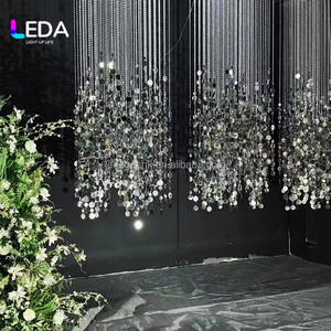 LEDA New Arrival Elegant Luxury Custom Shimmer Crystal <b>Bead</b> Ceiling <b>Curtain</b> Stage Backdrop Hanging Sequin Garland for Wedding - Product Image 3
