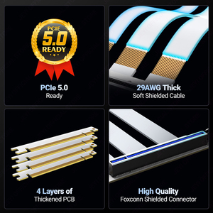 สายต่อการ์ดจอ JEYI PCIe 5.0 X16 90 องศา ความเร็วสูง ป้องกันสัญญาณรบกวน ความยาว 20 ซม. 30 ซม. รองรับการถ่ายโอนข้อมูล GPU PCIe 5.0 ความเร็ว 32GT/s - Product Image 2