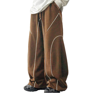 Pantalones Jogger de Algodón Bordado de Alta Calidad con Efecto Desgastado, Pierna Recta, 500 Gsm, Pierna Ancha, Costuras en Contraste, Estilo Baggy para Hombre - Product Image 4