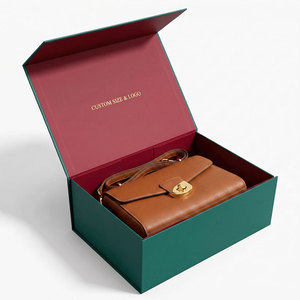 Emballage de luxe personnalisé avec logo pour sac à main, boîte rigide en carton pliable à rabat magnétique, grand sac bandoulière pour femme - Product Image 1