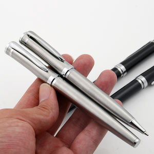 Stylo bille en métal argenté torsadé en acier inoxydable - Product Image 5