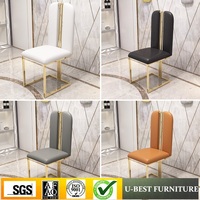 Chaise de salle à manger moderne de luxe dorée, en métal et acier inoxydable, avec dossier en PU, pour la maison