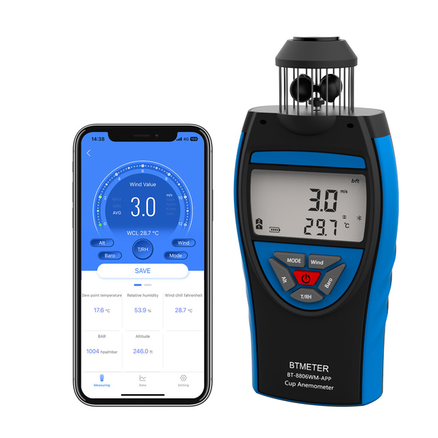 Cross-border Manufacturers Supply High Accuracy Digital Handheld Anemometer 0.7-42m/s Wind Speed Wind Chill Wind Temperature