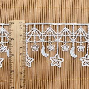 Tissus brodés en dentelle, 5/7CM de largeur, accessoires de vêtement à la mode, matériel à coudre pour robes ajourées, garniture étoiles, lait, <span class=keywords><strong>lune</strong></span>, - Product Image 3