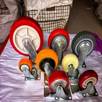 Roulettes pivotantes en PU à noyau en plastique robuste rouge, amortissement par ressort, charge maximale de 500 kg, sans entretien