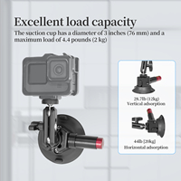 Support à ventouse en alliage d'aluminium de 3 pouces pour voitures, compatible avec les appareils photo reflex numériques et les caméras d'action, y compris OSMO Pocket/Insta 360 X5
