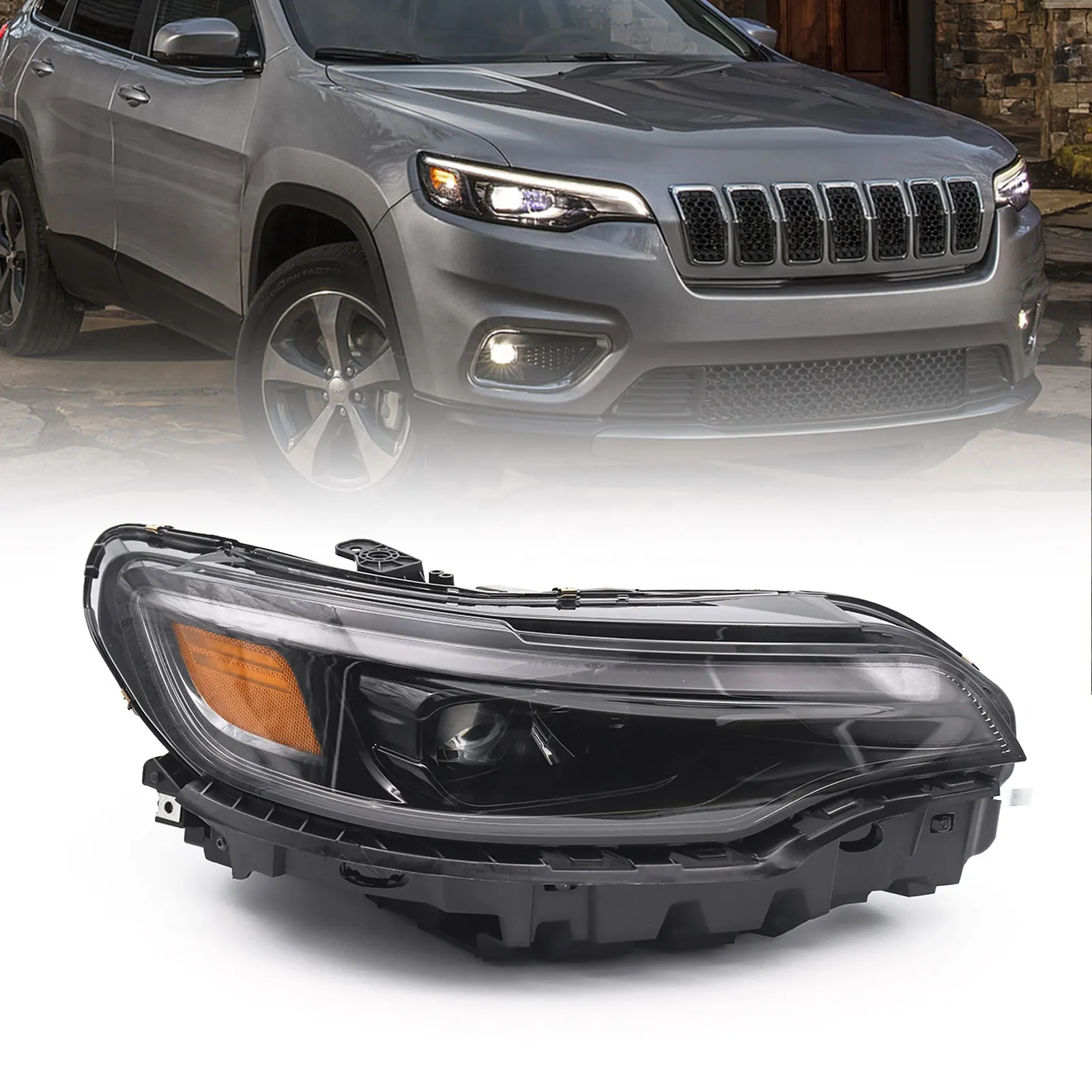 ไฟหน้ารถสำหรับ Jeep Cherokee 2019 2020 2021แอลอีดี DRL 2019 2020 2021 55112715AG CH2502333 OEM