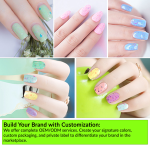 Personnalisation de la marque de <span class=keywords><strong>manucure</strong></span>, fabrication OEM ODM, fourniture d'usine, vernis gel Lollipop 24 couleurs, haute pigmentation naturelle, effet confettis - Product Image 4
