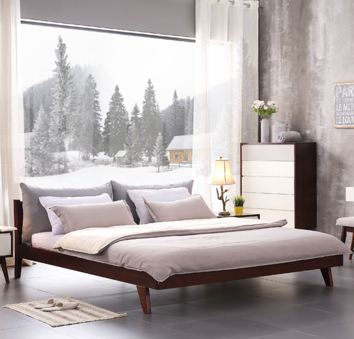 boucle bed frame with storage