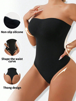 Body sans couture pour femme sans bretelles anti-dérapant amincissant Shapewear contrôle de la taille et du ventre 1pc