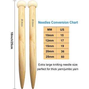 Indskill Large Size Bamboo <b>Knitting</b> Needle Straight Single Pointed Thick Knit Needles 10-inch Length Jumbo <b>Knitting</b> Needles - Product Image 4