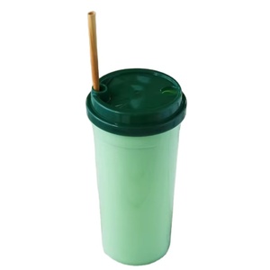 Portable PP <b>Plastic</b> <b>Cup</b> With Splash Proof Lid And Eco Straw For Travel And Office Use Reusable Lightweight Drinking Bottle - Product Image 1