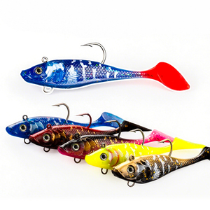 60mm 110mm 140mm Cuillères à appâts souples 5 couleurs PVC Matériel Crappie <span class=keywords><strong>Leurre</strong></span> de pêche en plastique souple T Tail Jig Head <span class=keywords><strong>Leurre</strong></span> souple - Product Image 1