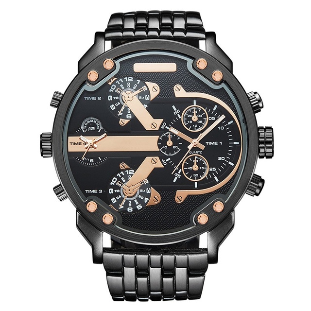 Fashion Watches for Men Business Watch with GMT Time Luminous Hands SEIKO Movement Men Wrist Stainless Steel Quartz Watch