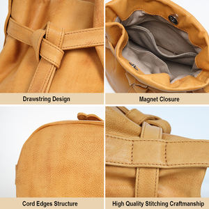 Bolso Bandolera de Cuero Genuino para Mujer, Estilo Retro, con Cordón, Pequeño, Anti-Robo, Suave, de 7 Pulgadas - Product Image 2