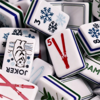 Mahjong à thème ski et ours, design moderne de luxe style américain en acrylique, pour 2 à 4 joueurs, divertissement portable