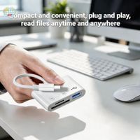 Lector de Tarjetas OTG 3 en 1 al por Mayor, Adaptador de Lector de Tarjetas USB Tipo-C TF/SD para Computadora Portátil, Teléfono, Tableta, Conector de Tarjeta de Memoria Externa