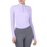 Beisite Absorption de la sueur Séchage rapide Couche de base équestre pour femme 1/4 Zip Manches longues Chemise d'entraînement d'équitation 71% Nylon 29%