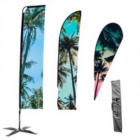 Drapeaux publicitaires en polyester tricoté en forme de goutte d'eau, imprimés numériquement sur mesure, écologiques, pour intérieur/extérieur, plage, éducation, avec support en aluminium