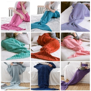 <span class=keywords><strong>Couverture</strong></span> tricotée épaisse pour enfants, queue de sirène de canapé, rose poli, bon marché, pour la maison, vente en gros - Product Image 3