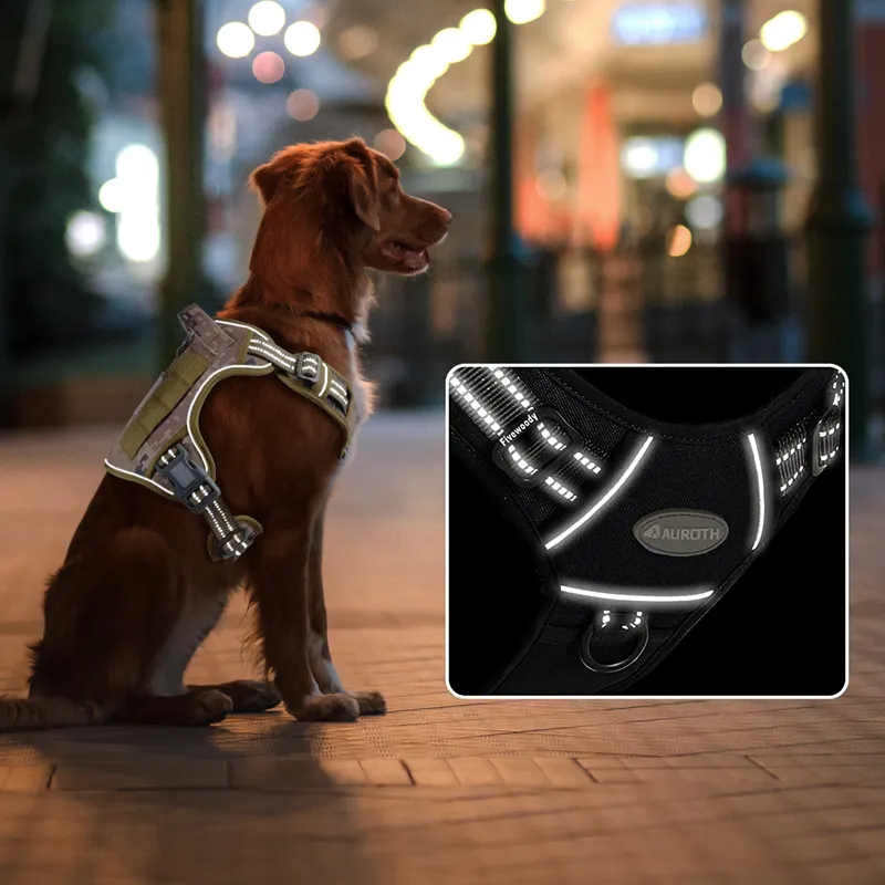 OEM Manufacturer Tactical Dog Harness Vest Custom Logo Reflective Adjustable Training No Pull Dog Harness for Large Dog
