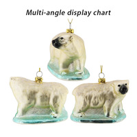 Ornement de sapin de Noël en verre personnalisé fait à la main et scintillant pour la décoration de cadeau de fête d'ours polaire et d'ours brun de Noël