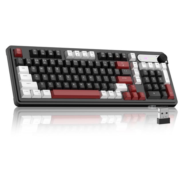 OEM ODM GK960 Wireless Keyboard 98 Keys TriMode BT24GWired Membrane Gaming Keyboard RGB Creamy Keyboard with Number Pad Knob Con