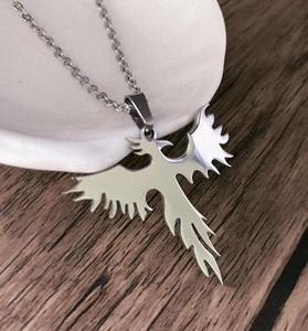 Colliers en acier titane Hip Hop Rock Phoenix pour femmes et hommes, bijoux de mode, couleur argent, pendentif oiseau Phénix séculier - Product Image 2