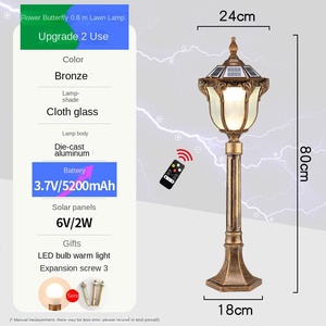 Lampe solaire de jardin LED avec abat-jour en verre bronze, IP65 résistant à l'eau, lumière du jour 5000K, CRI 90, angle de faisceau 60°, détecteur de mouvement - Product Image 6