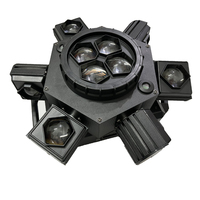 Foco de Cabeza Móvil de Haz LED Ojo de Abeja de 6 Brazos con Carcasa de Aleación y Efecto Láser Rojo y Verde, Bola de Música para DJ Disco, LUCES LÁSER