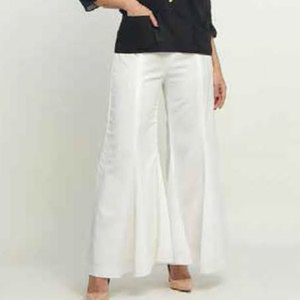 Casual Wear Women Two Piece Set Black O-Neck Gold Button Blouse with Pockets and Pleated White Wide Leg Pants Outfit - Product Image 5