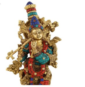 スライブリーOXロードクリシュナ像レジンラダクリシュナブロンズ大型動物像 - Product Image 6