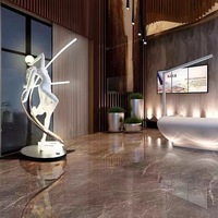 Lampe de sol LED sculpturale d'art moderne, statue abstraite dansante, personnalisation pour hall d'hôtel et projets de villas