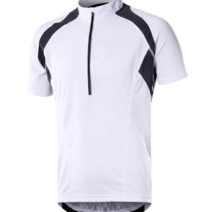 Maillot de Ciclismo Blanco para Hombre, Manga Corta con Media Cremallera y Detalles Negros, Impresión por Transferencia Térmica, Proveedor Destacado - Product Image 1