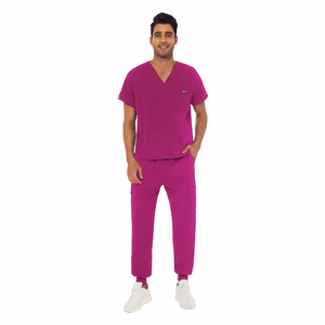 Ensembles de gommage d'infirmière extensibles et respirants Tissu tissé avec combinaison de gommage chirurgical jetable en Spandex Type uniforme - Product Image 1