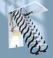 Escabeau électrique télescopique en aluminium pour grenier, escabeau pliant en aluminium avec profil LED dissimulé