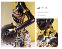 Sculpture d'art en résine de style africain rétro, représentant une femme noire, pour décoration de meuble à vin, d'entrée ou de chambre.