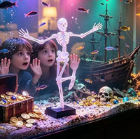 Crâne dansant multi-articulé, mignon ornement d'aquarium, décoration amusante en plastique mobile pour poissons, oxygénant