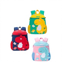 Mochila Escolar Infantil para Niños de Jardín de Infancia y Primaria, Diseño de Dinosaurio Pequeño de Dibujos Animados, Microfibra, Cuero Sintético