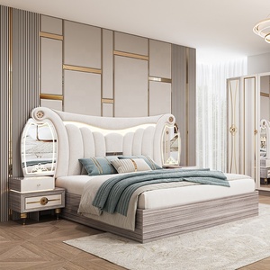 Juego de Muebles de Dormitorio Moderno King Size, Cabecera Iluminada de Lujo, Cama Doble con Marco de Madera, Muebles de Dormitorio Turcos Completos 310 - Product Image 2