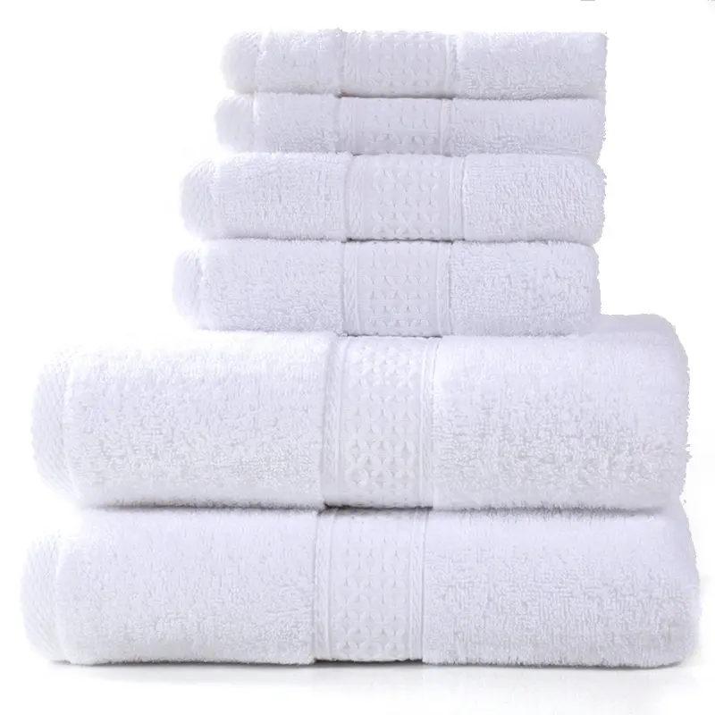 Conjunto de 3 peças de toalha de logotipo personalizado, 100% algodão 5 estrelas hotel 100% algodão rosto conjunto de toalha