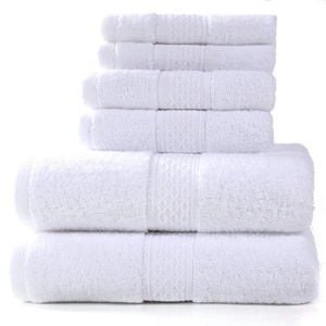 Ensemble de 3 serviettes personnalisées avec logo, 100 % coton, luxe, qualité hôtelière 5 étoiles, serviettes de toilette et de bain 100 % coton, vente en gros à prix réduit - Product Image 1