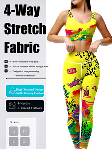 Ensemble de sport et de fitness pour femmes, imprimé, haute élasticité, ensemble deux pièces ajusté pour la course à pied, nouvelle mode, vêtements de <span class=keywords><strong>yoga</strong></span> imprimés - Product Image 3