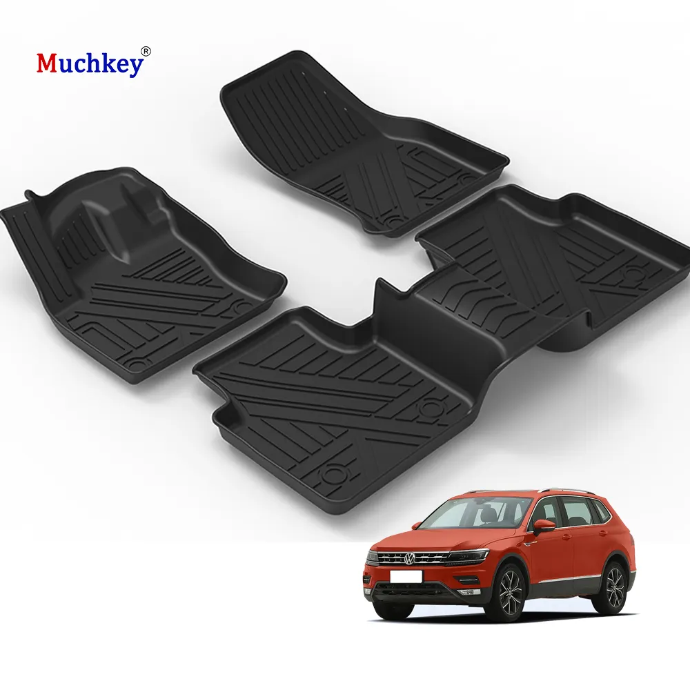 Muchkey Tapis TPE pour 2017 2018 2019 2020 2021 Volkswagen Tiguan L Accessoires de voiture Tapis de sol décoratifs spéciaux tout temps pour voiture