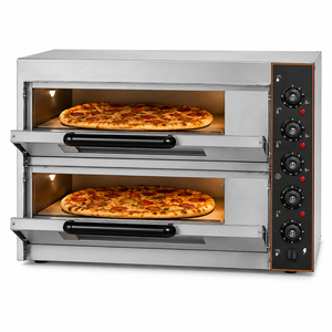 Horno Eléctrico Comercial para Pizza de 3000W, Doble Plataforma, Acero Inoxidable, Horno de Encimera para Panadería, Restaurante, Pizzería, Proveedor de Cocina - Product Image 1