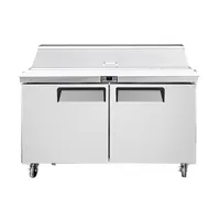 Table de préparation pour sandwichs/salades KLEADONE MSF8302GR 48 pouces à deux sections avec refroidissement direct et refroidissement par air, 2 portes, 12 bacs, 13,4 pi3 Pieds