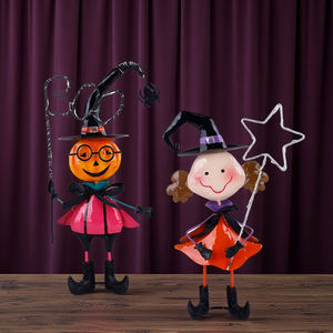 Redeco التماثيل المعدنية الإبداعية للهالوين تصميم الساحرة اليقطين مع قبعة عصا الديكور عطلة الحلي الهدايا تزيين المنزل - Product Image 3