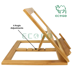 Support de livre en bois pour tablette, réglable et pliable en bambou écologique avec clips pour la lecture - Product Image 2
