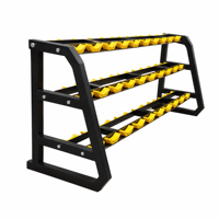 Support de Rangement Commercial et Domestique pour Haltères à 3 Niveaux, en Acier Robuste avec Revêtement Poudré, pour 30 Haltères – Idéal pour l'Entraînement